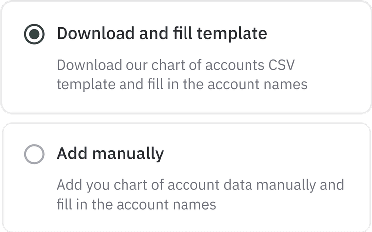 Import chart of accounts