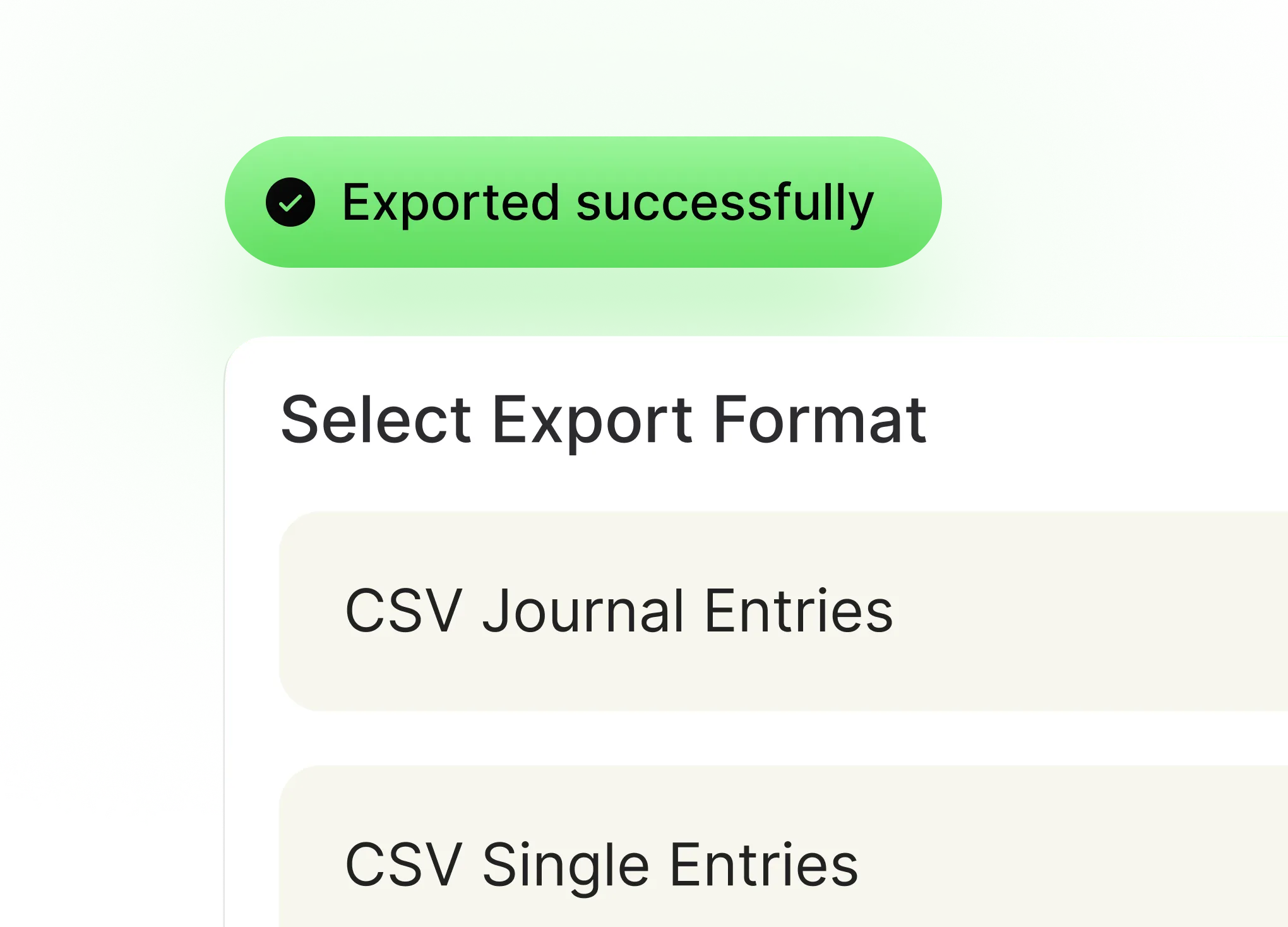 Export journal entries & receipts